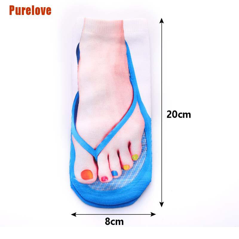 Tất cotton Cổ Thấp In Hình Bàn Chân 3d Dễ Thương