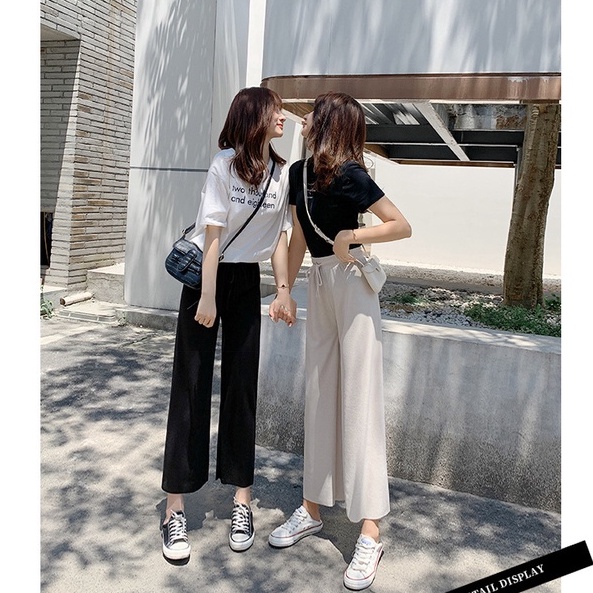 Quần Ống Suông Nhiều Màu Chất Cotton tăm. Quần culottes Suông ống rộng mềm mịn thấm hút mồ hôi tốt siêu mát lạnh