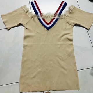 Áo len tay ngắn phối ren Thời Trang Quảng Châu Tuyết Hương HCM