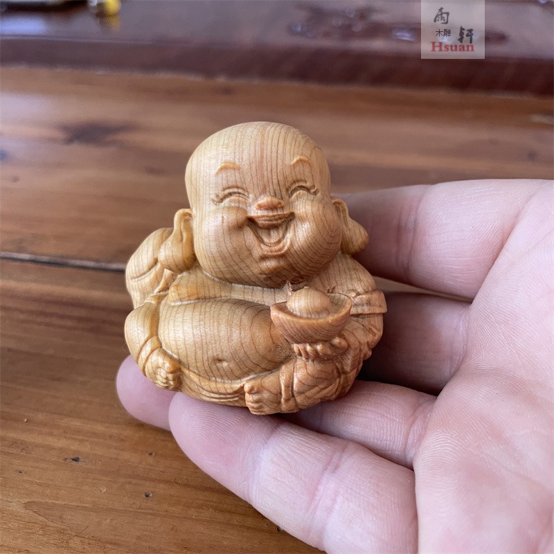 Tượng Phật Nhỏ Chạm Khắc Thủ Công Bằng Gỗ Trơn 5cm Trang Trí Phòng Khách