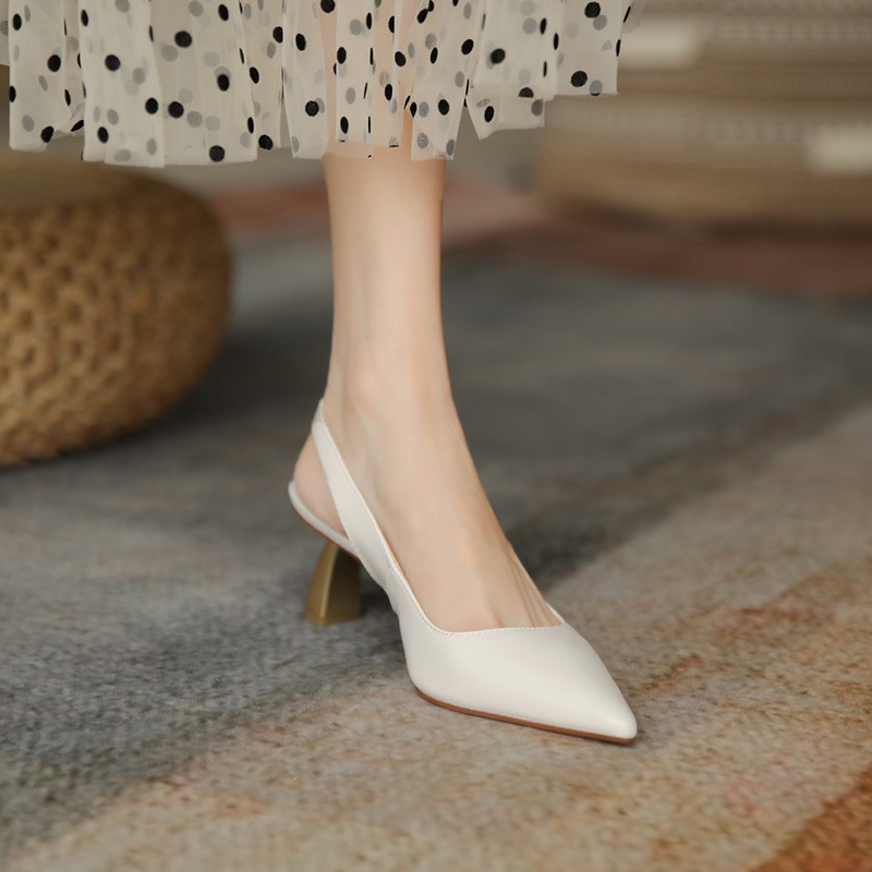 Giày Cao Gót Da Mềm Mũi Nhọn Phong Cách Pháp Thời Trang Mùa Hè Cho Nữ