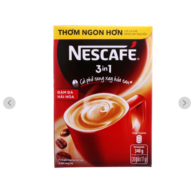 Cà phê sữa hoà tan Nescafe 3 in 1 vị đậm đà hài hoà( 20 gói x 17g)