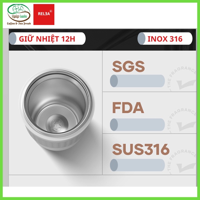 Cốc Giữ Nhiệt Cao Cấp RELƎA Hahulado Inox 316 2 Thể tích 320 - 430ml Chống Ăn Mòn Ly Giữ Nhiệt 24h Cao Cấp