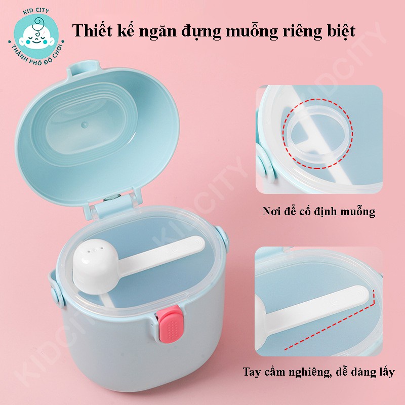 Hộp đựng sữa bột, đựng thức ăn có quai xách kèm thìa tiện lợi cho bé mang đi chơi,đi học (đựng 225g) Shop Mẹ Bin Bin