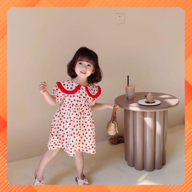 Váy chấm bi đỏ QA982.118 đầm công chúa xinh xắn size  S80-120 cho bé gái