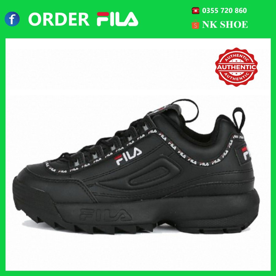 (Đủ bill) Giày Sneaker Thể Thao Nam Nữ FILA DISRUPTOR 2 TAPEY TAPE BLACK chính hãng 100%