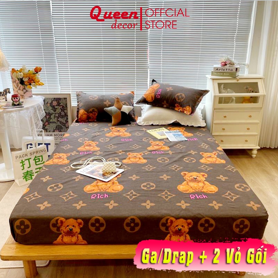 Bộ Ga Gối 3 Món💖m2/m4/m6/m8💖 Cotton Poly Hàn Quốc QUEEN DECOR Miễn Phí Bo Chun Drap Ga Giường