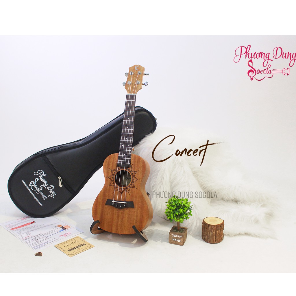 Đàn Ukulele Gỗ chính hãng Kaysen size Concert - Nature