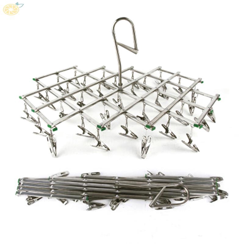 Móc treo đồ inox màu bạc 35 kẹp tất/quần lót tiện lợi cho gia đình