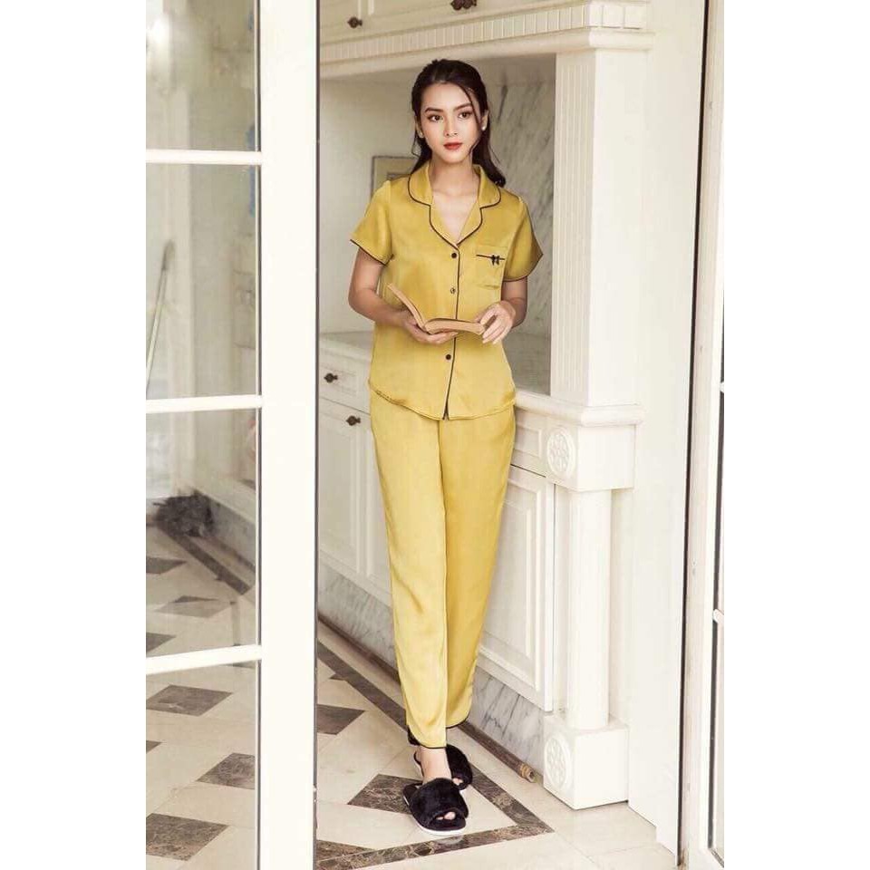 [ xả kho ] HS BỘ MẶC NHÀ LỤA QUẦN DÀI ÁO CỘC TAY