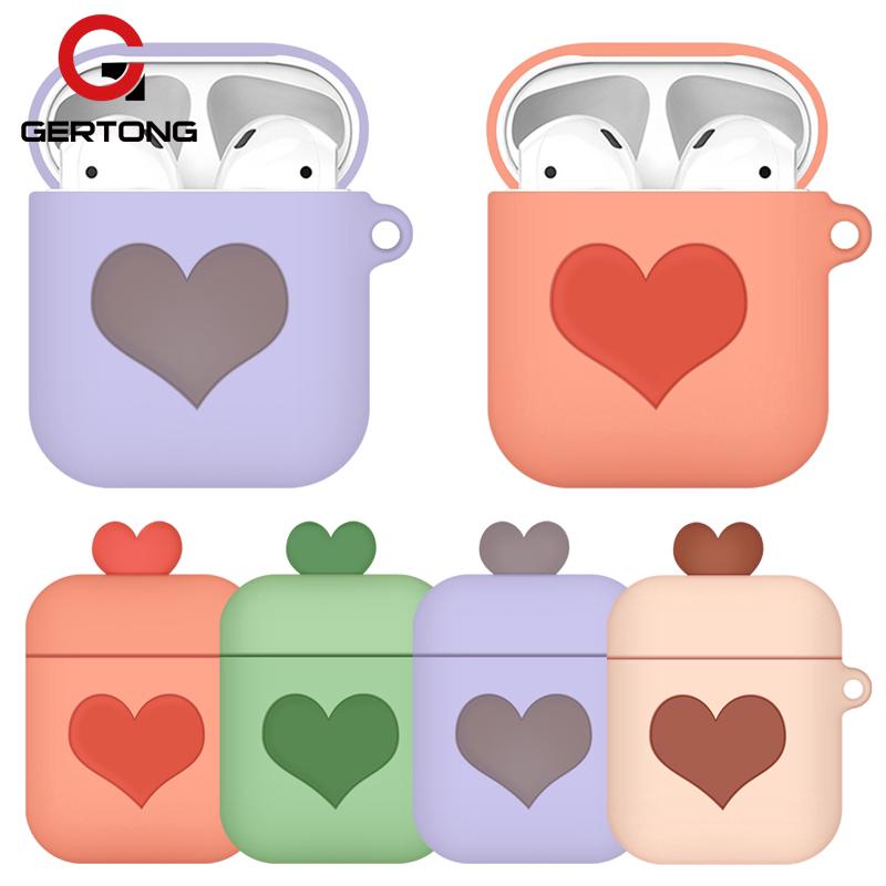 Túi đựng tai nghe Bluetooth không dây Airpods với họa tiết trái tim