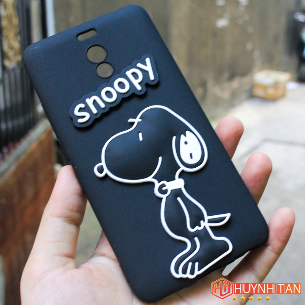 Ốp lưng Meizu M6 Note dẻo chống sốc gắn nổi 4D cho Snoopy (có hai màu đen, đỏ)