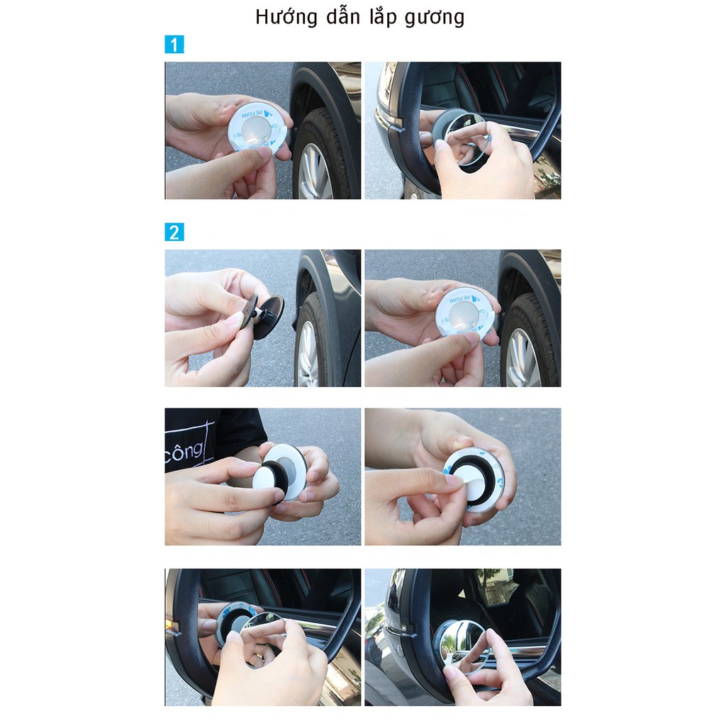CẶP GƯƠNG CẦU LỒI XÓA ĐIỂM MÙ Ô TÔ