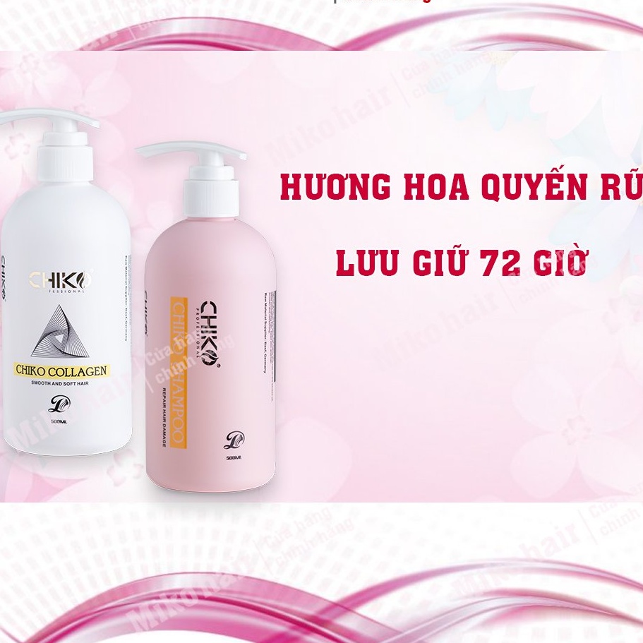 Cặp dầu gội xả collagen Chiko khóa màu, kiềm dầu sạch gầu siêu mềm mượt