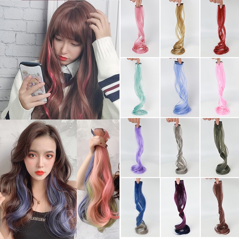 Bộ tóc giả dài xoăn nhuộm màu thời trang cho nữ