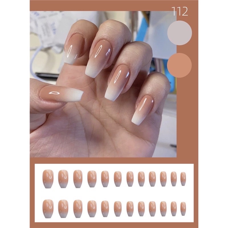 [Hàng có sẳn]Bộ 24 móng giả ombre trắng