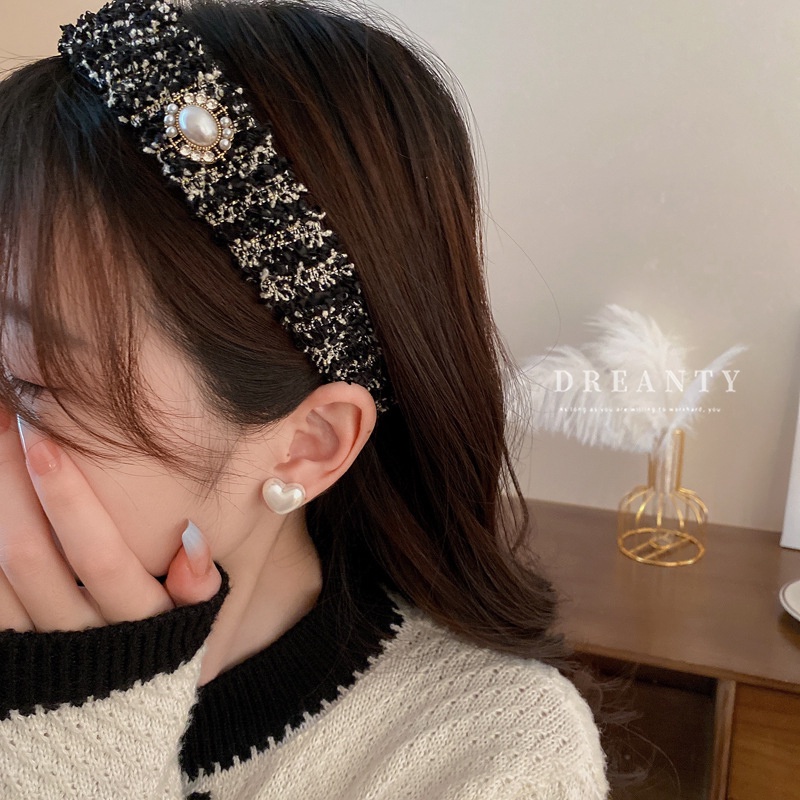 Băng Đô Cài Tóc Đính Hạt Ngọc Trai Thời Trang Thu Đông Cá Tính