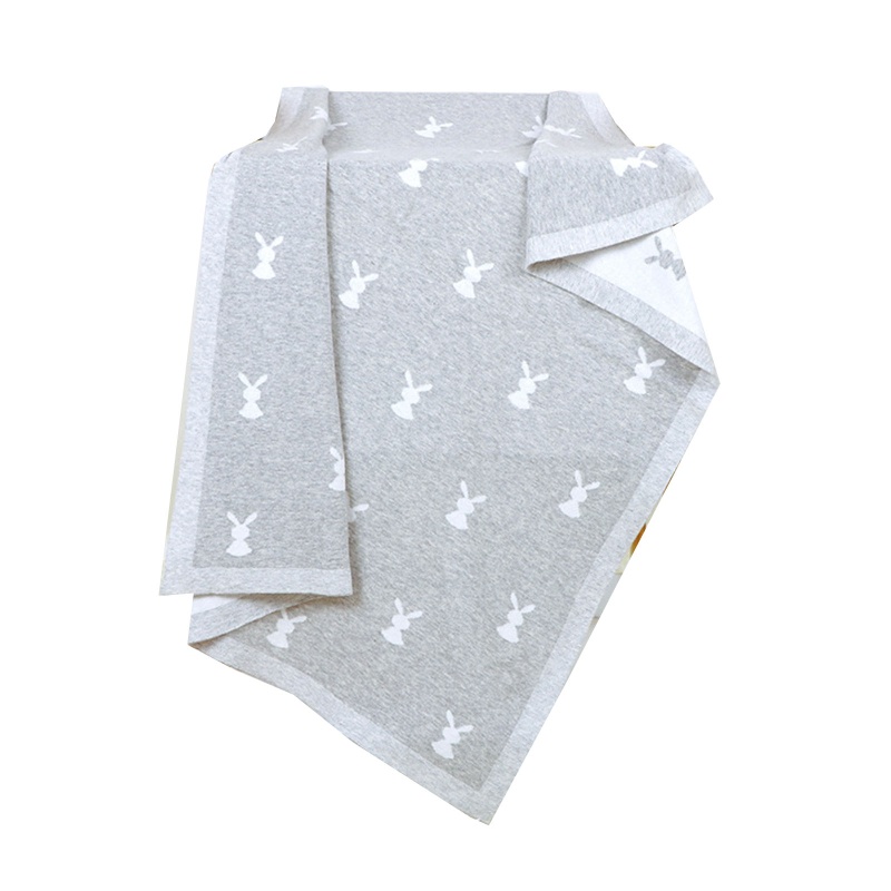 Chăn Quấn Em Bé Bằng Cotton Dệt Kim Hình Thỏ Dễ Thương