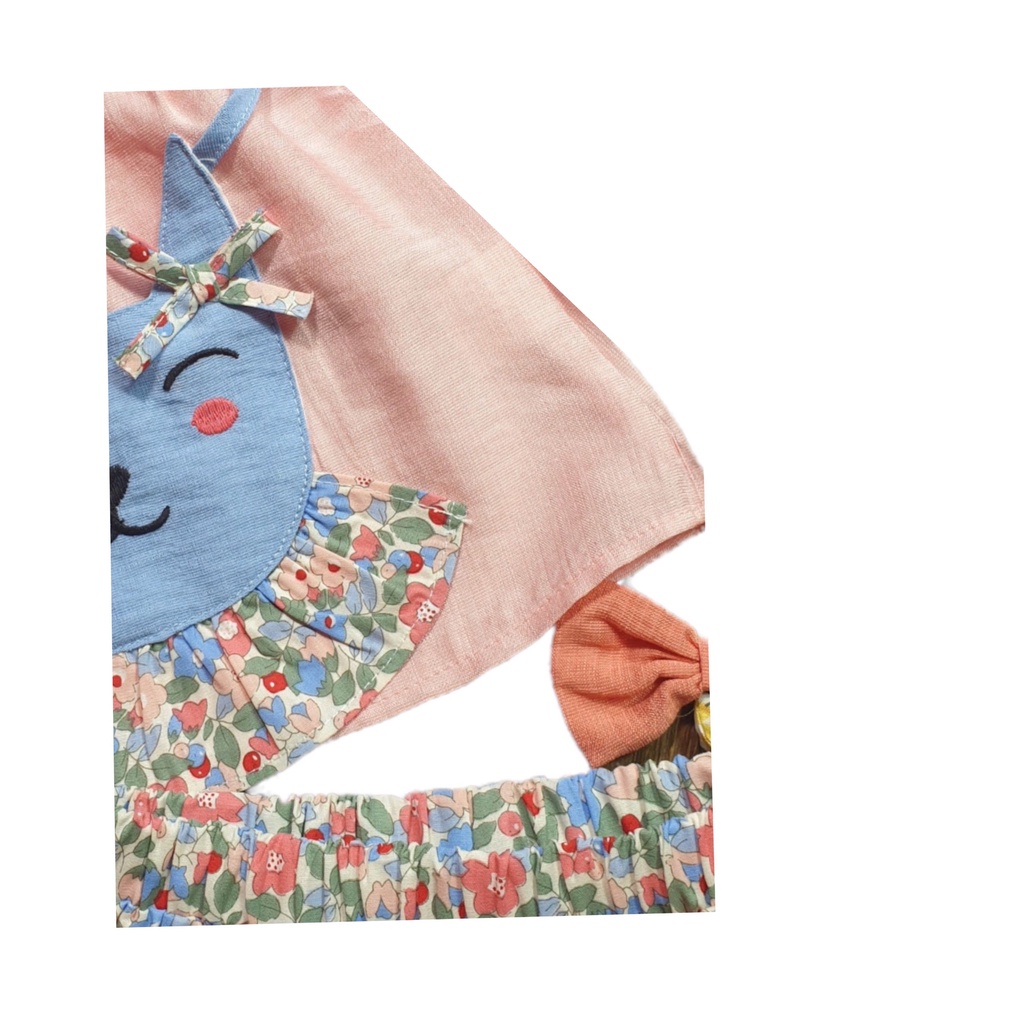 Bộ Đồ Đũi Tay Cánh Tiên Túi Đắp hình Mèo Bé Gái BabyBean