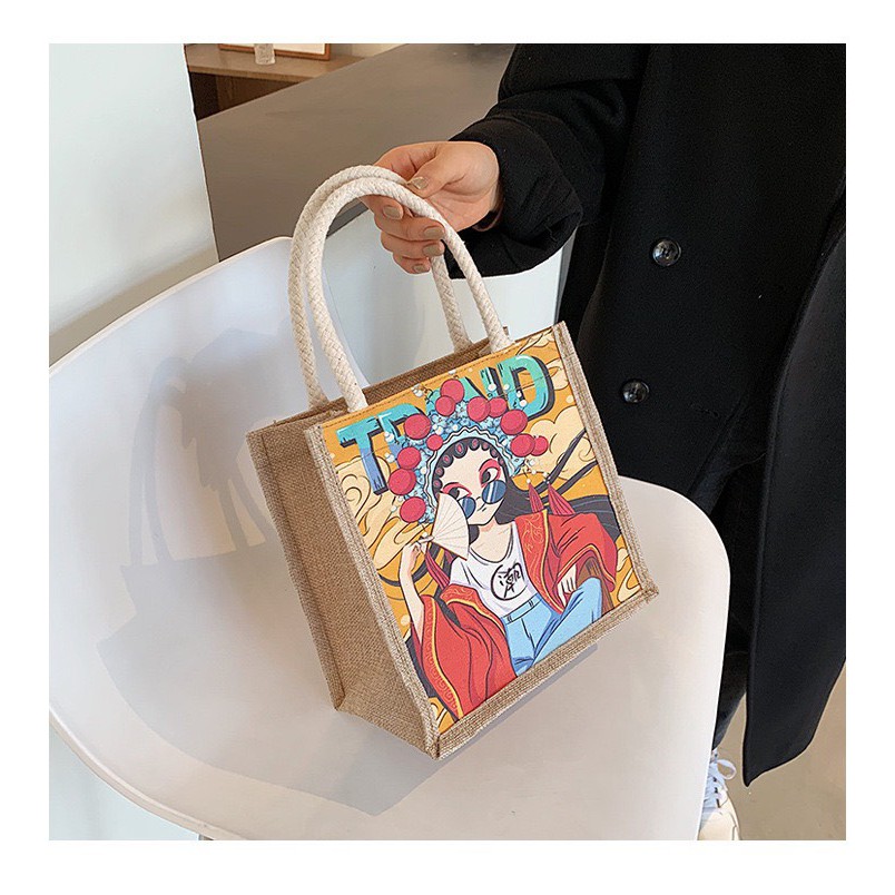 Túi Xách Nữ ❤️FREESHIP❤️ Túi Xách Vải Vẽ Tranh Sơn Dầu hình ảnh trẻ trung kết hợp phong các Vintage Hàn Quốc mã 5033 | BigBuy360 - bigbuy360.vn