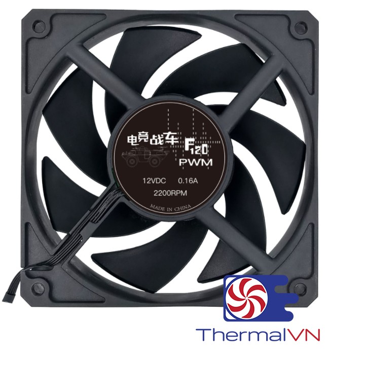 Quạt fan case 12cm Fanner F120-A (Trắng/Đen) - Quạt sức gió lớn 77 CFM, khung quạt cứng cáp, tốc độ 2200 vòng