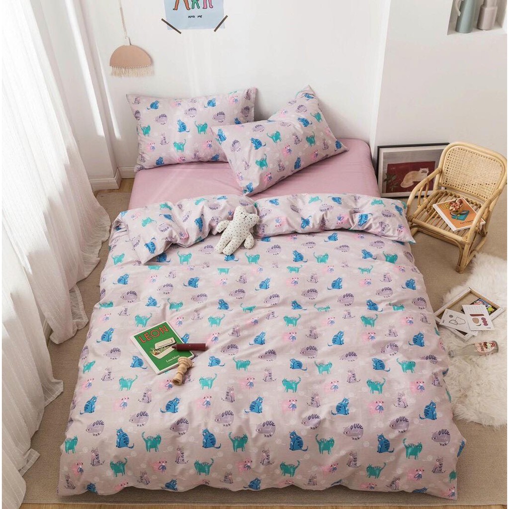 [COTTON 100%] Bán lỗ xin 5 sao - SET CHĂN GA GỐI COTTON LIVING 4 MÙA CAO CẤP - KHÔNG PHA POLY