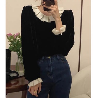 ÁO NHUNG CỔ BÈO TRẮNG ĐIỆU ĐÀ