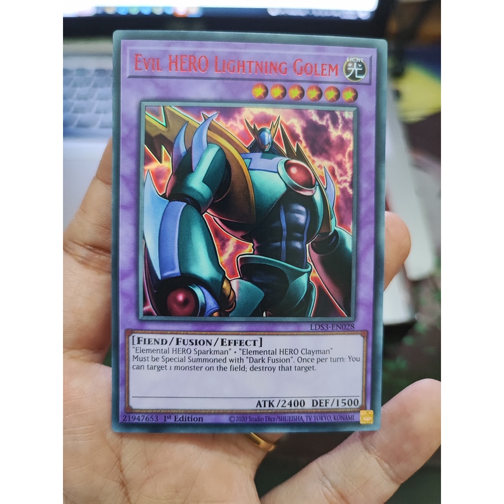 [Yugioh Funny Shop] 1 lá thẻ bài Evil HERO Lightning Golem (Red) - LDS3-EN028 - Ultra Rare 1st Editi