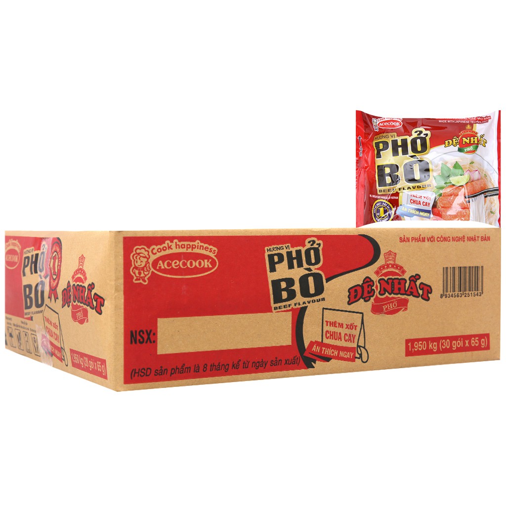 Phở Bò Đệ Nhất Thùng 30 Gói x 65g/gói