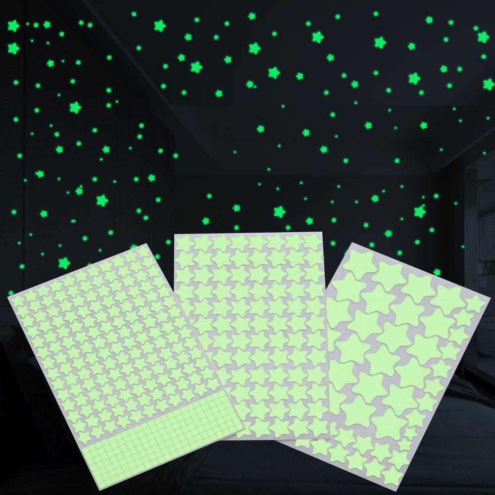 1 Set Sticker Dán Tường Dạ Quang Họa Tiết Ngôi Sao / Chấm Bi 3D Trang Trí Nội Thất