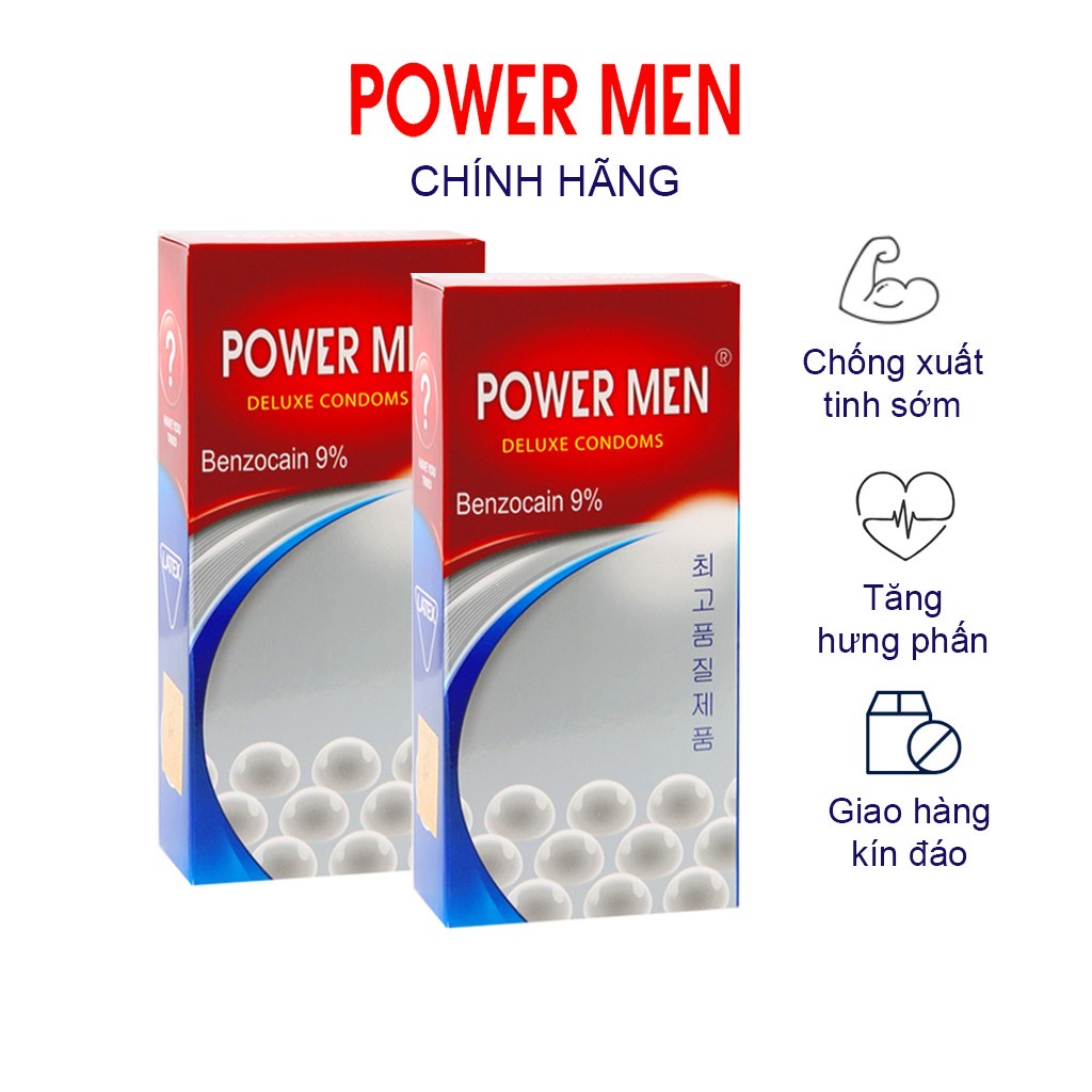 [Chính hãng] Bao cao su siêu mỏng gân gai nổi kéo dài thời gian chống xuất tinh sớm POWER MEN LONGER PLUS (Hộp 12c, 3c)