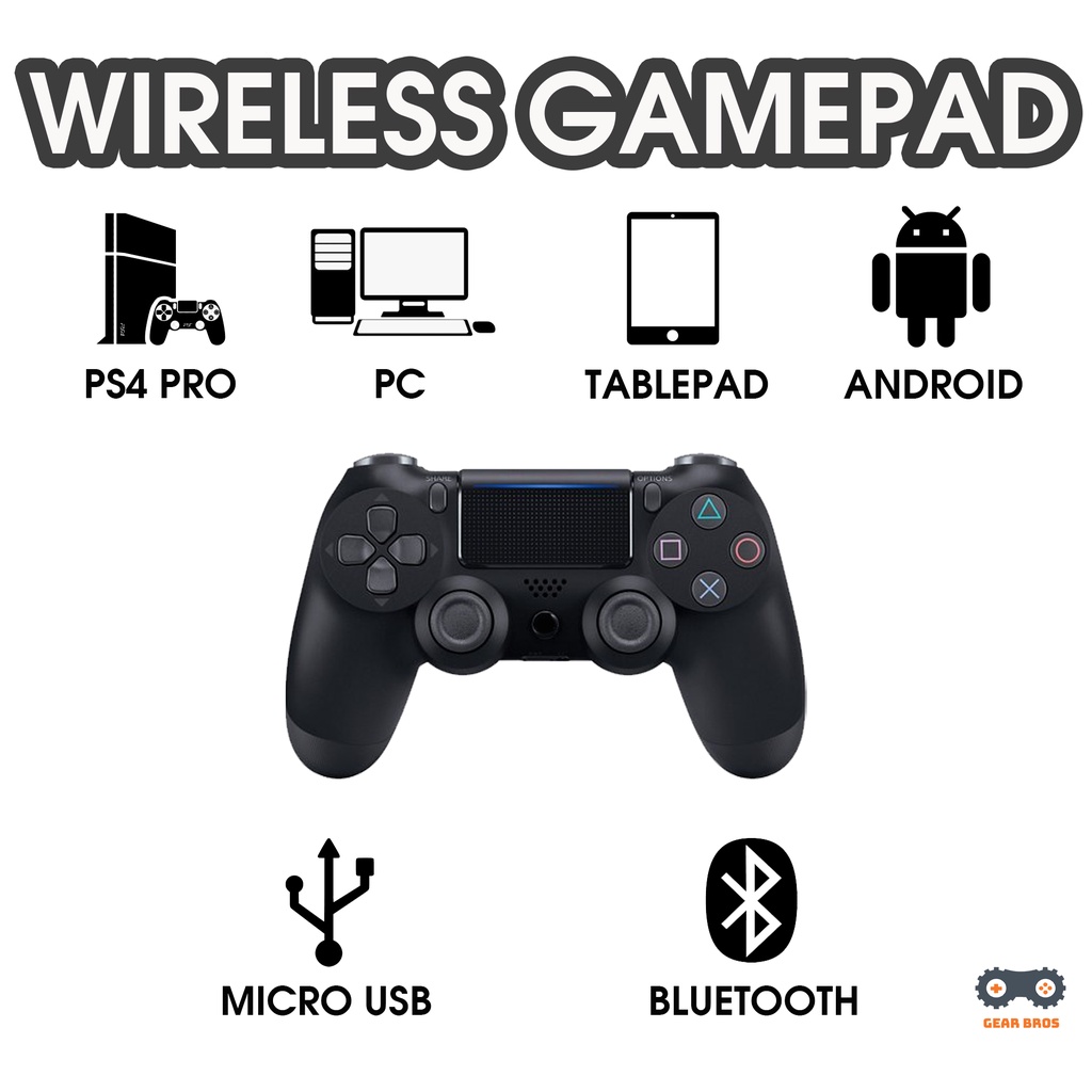 Tay Cầm Chơi Game Bluetooth Không Dây Có Rung Hỗ Trợ PS4, PC, Android, IOS | Gearbros