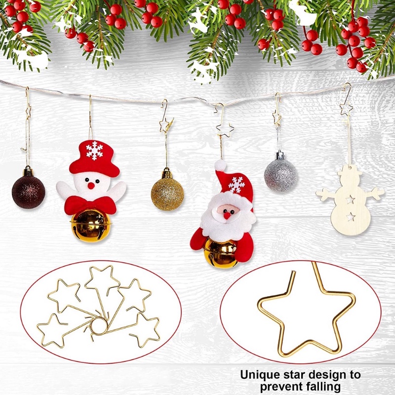 Bộ 20 Móc Treo Cây Thông Hình Ngôi Sao Bằng Kim Loại