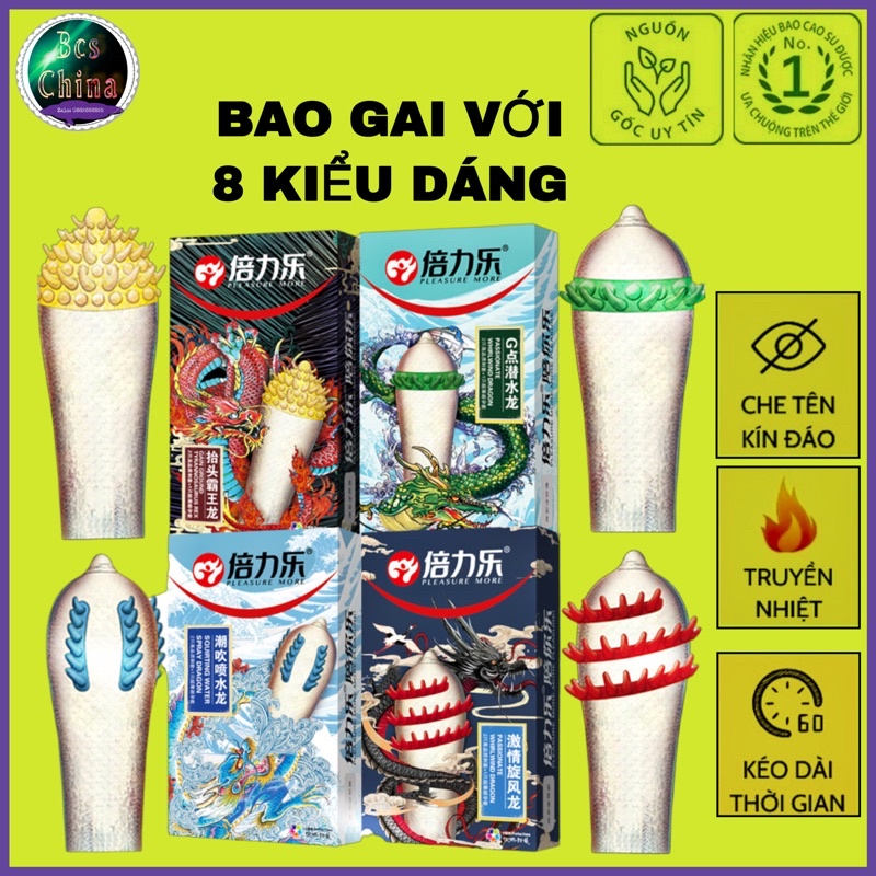 Bao cao su gai cao cấp gai rồng kéo dài thời quan hệ ( 8 kiểu dáng) hàng nội địa trung quốc