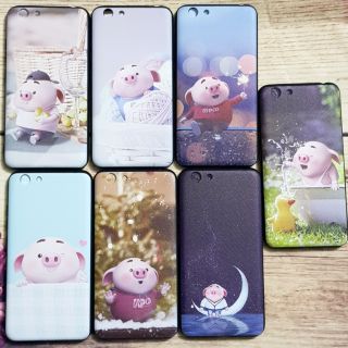 Ốp lưng Vivo Y53 2017 viền dẻo lưng giả vải hình 6D chú heo cực đẹp