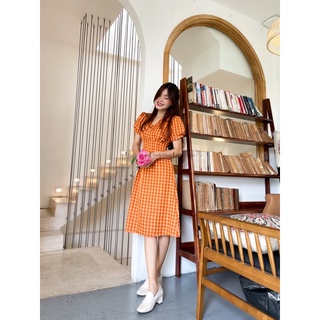 ĐẦM MIDI CỔ V PHỐI NÚT