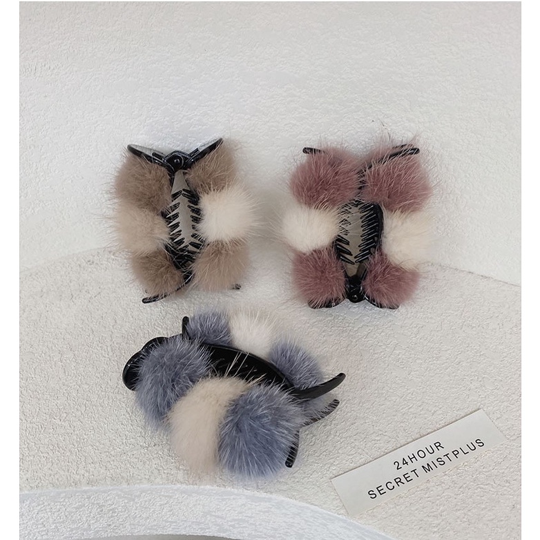 Kẹp càng cua 3 răng dài đính bông màu hot K136