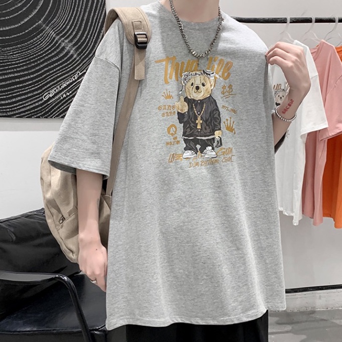 Áo Thun Tay Ngắn Dáng Rộng Thiết Kế Đơn Giản Thời Trang Mùa Hè Theo Phong Cách Hồng Kông Mới Cho Nam