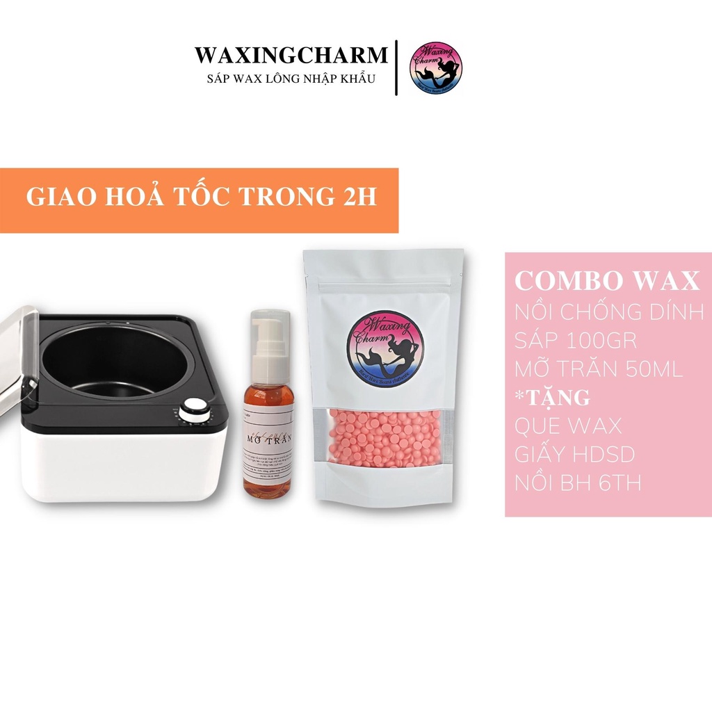 Combo Máy Nấu Sáp Chống Dính 100gr Sáp Wax Lông Nóng Dành Cho Nách, Body, Bikini và 50ml Mỡ Trăn Giúp Tẩy Lông Triệt Lôn