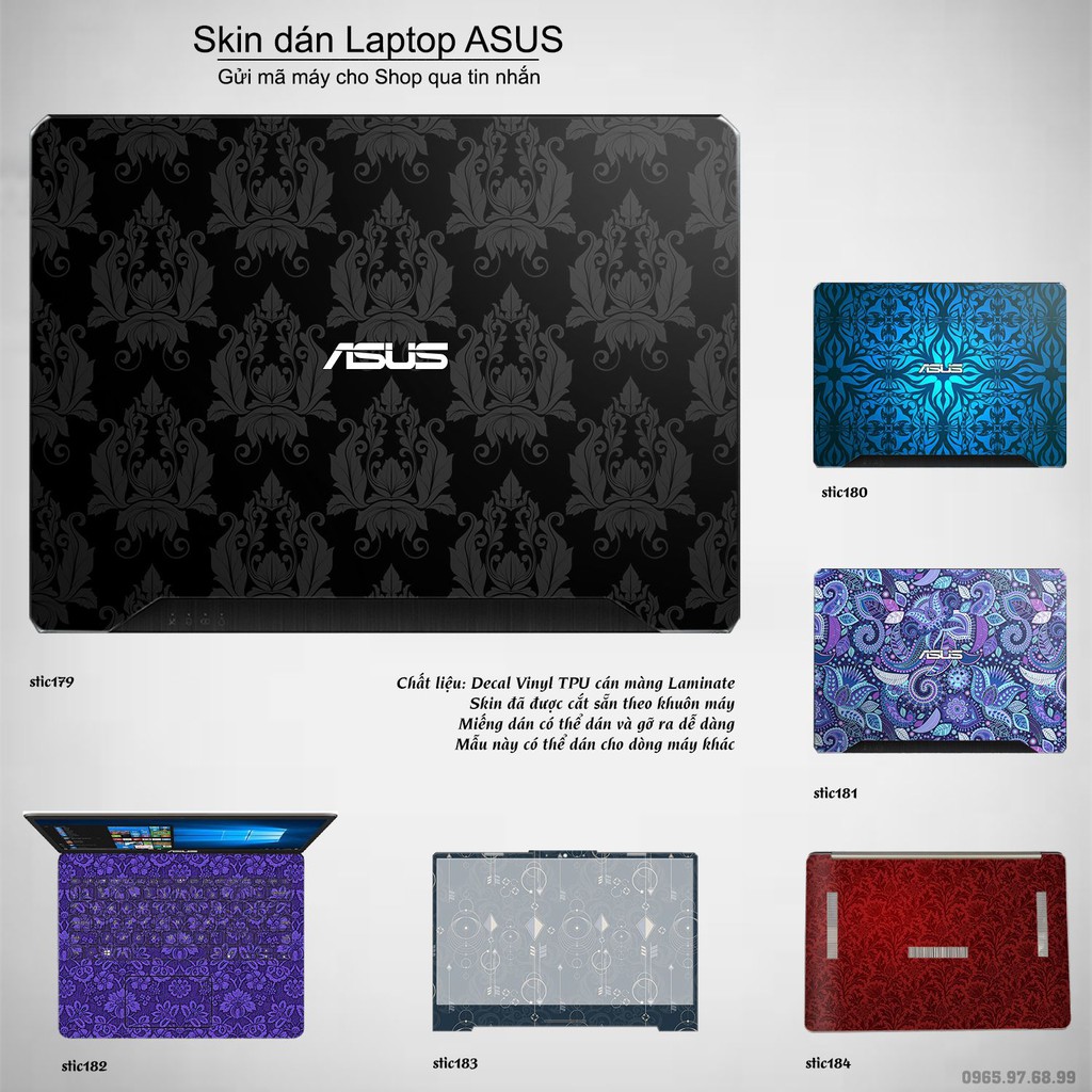 Skin dán Laptop Asus in hình Hoa văn sticker _nhiều mẫu 30 (inbox mã máy cho Shop)