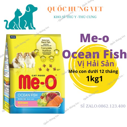 THỨC ĂN HẠT CHO MÈO CON 1,1KG Me-O KITTEN OCEAN FISH-QUỐC HƯNG VET