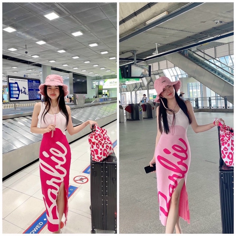 Váy Len Sát Nách Barbie Xẻ Đùi Quảng Châu Sang Chảnh, Màu Phối Đẹp Độc Lạ
