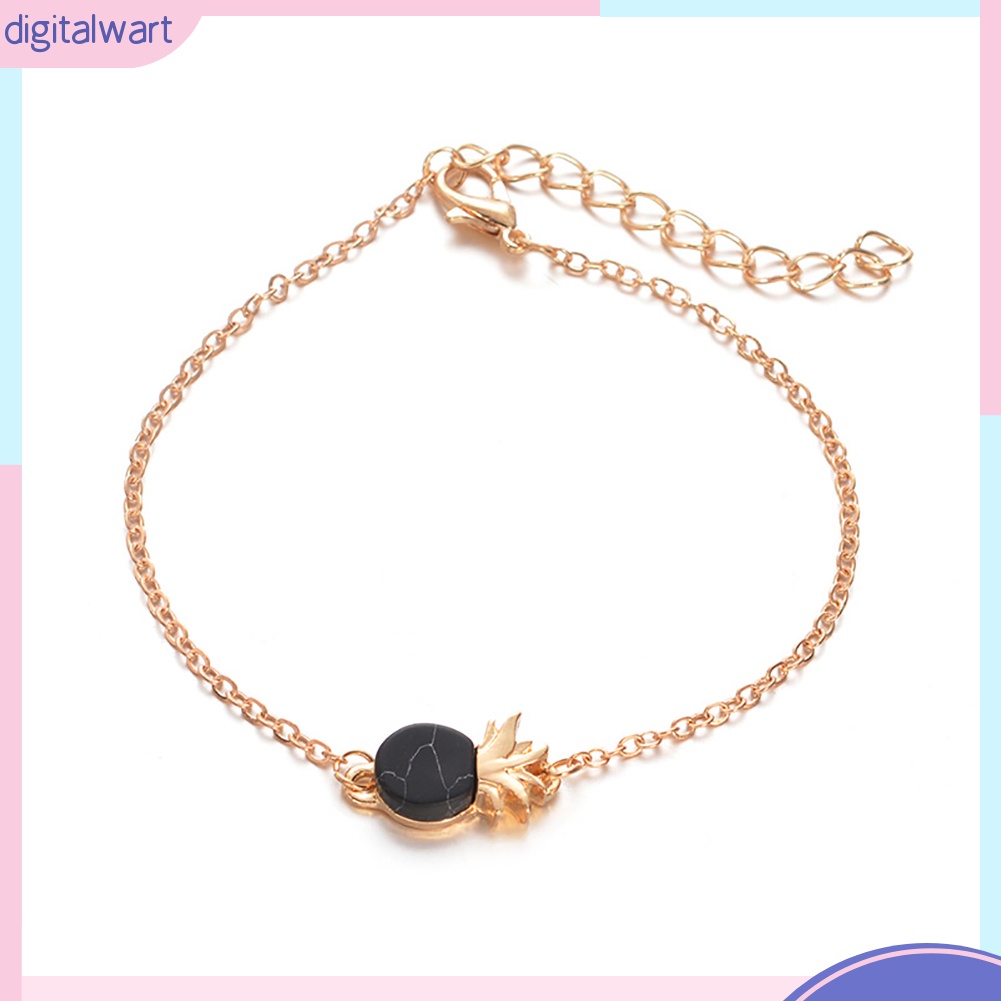 Vòng tay hợp kim thiết kế mặt quả dứa đính đá nhiều màu phong cách cổ điển sang trọng dành cho nữ