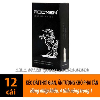 bao cao su rocman long shock 4in 1 ( hộp 12 chiếc)