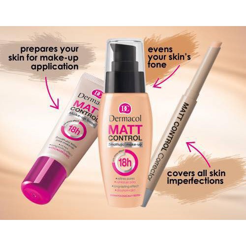 [Mã FMCGM100 - 10% đơn 500K] [COMBO] Trang Điểm Cho Da Dầu Nhiều Khuyết Điểm Kiềm Dầu 18h DERMACOL MATT CONTROL 18H | BigBuy360 - bigbuy360.vn
