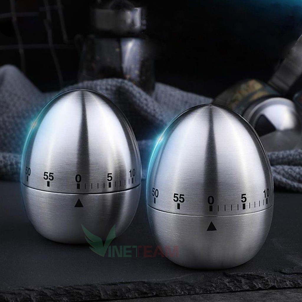 Đồng hồ hẹn giờ làm bài tập, nấu ăn hình quả trứng chất liệu inox -dc4678