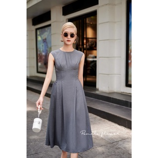 Pomelo flower D300 - Đầm Sát Nách Chữ A - Xám Liana Dress