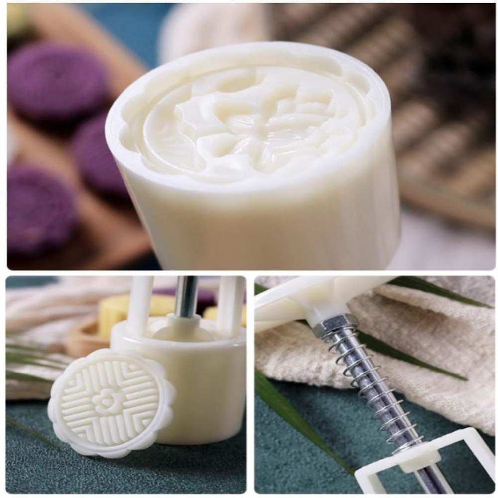 Khuôn nhấn làm bánh trung thu tròn diy 50g hình bông hoa