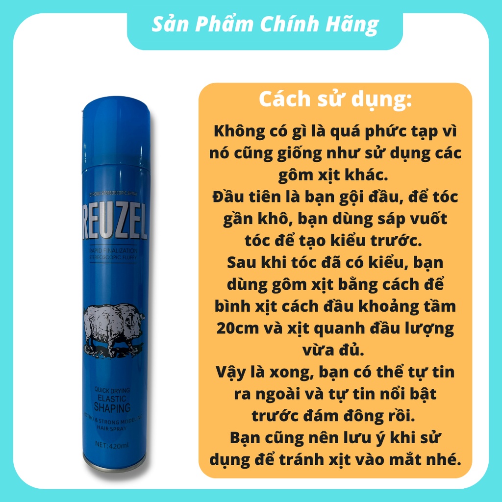 Gôm xịt tóc nam nữ REUZEL blue bản đặc biệt cực thơm siêu giữ nếp tạo kiểu tóc