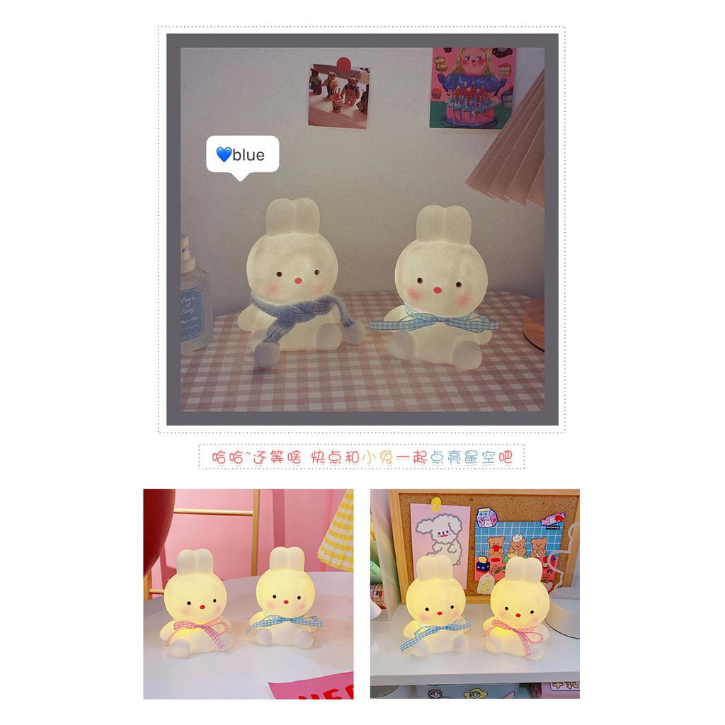 Đèn ngủ/ Đèn trang trí LED chú thỏ hồng dễ thương xinh xắn trang trí bàn học